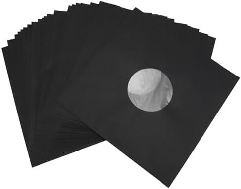 Yosoo Health Gear Record Sleeves, 20pcs 31cm Kr af t Paper Jacket Covers with Anti Static Finish for 33 RPM Records, Black in Saudi Arabia