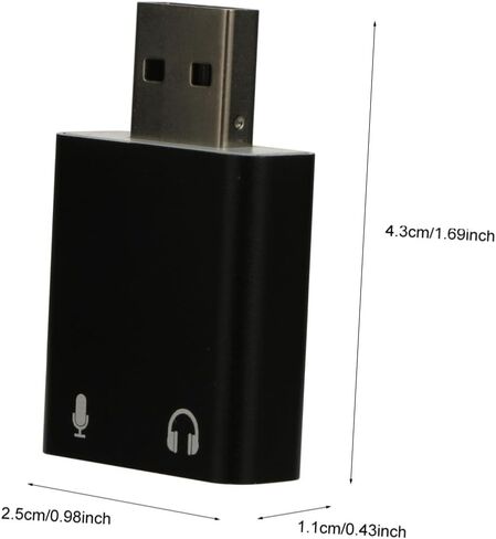 محول بطاقة صوت خارجي USB من الألومنيوم مع سماعة رأس صوت ستيريو ومقبس ميكروفون للكمبيوتر المحمول وسطح المكتب وواجهة صوت USB محمولة لتوصيل وتشغيل الموسيقى in Kuwait
