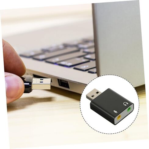 محول بطاقة صوت خارجي USB من الألومنيوم مع سماعة رأس صوت ستيريو ومقبس ميكروفون للكمبيوتر المحمول وسطح المكتب وواجهة صوت USB محمولة لتوصيل وتشغيل الموسيقى in Kuwait