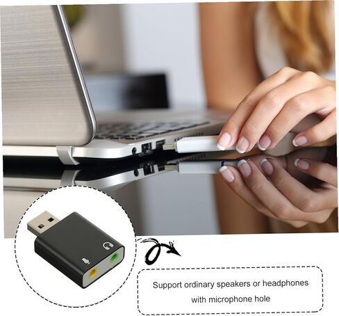 محول بطاقة صوت خارجي USB من الألومنيوم مع سماعة رأس صوت ستيريو ومقبس ميكروفون للكمبيوتر المحمول وسطح المكتب وواجهة صوت USB محمولة لتوصيل وتشغيل الموسيقى in Kuwait