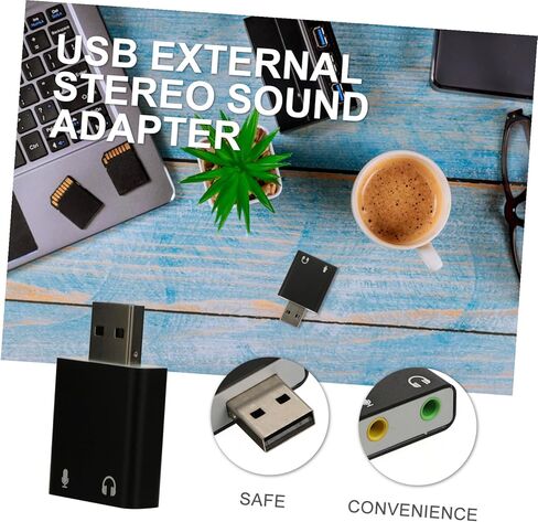 محول بطاقة صوت خارجي USB من الألومنيوم مع سماعة رأس صوت ستيريو ومقبس ميكروفون للكمبيوتر المحمول وسطح المكتب وواجهة صوت USB محمولة لتوصيل وتشغيل الموسيقى in Kuwait