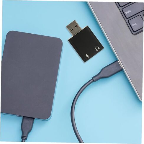 محول بطاقة صوت خارجي USB من الألومنيوم مع سماعة رأس صوت ستيريو ومقبس ميكروفون للكمبيوتر المحمول وسطح المكتب وواجهة صوت USB محمولة لتوصيل وتشغيل الموسيقى in Kuwait
