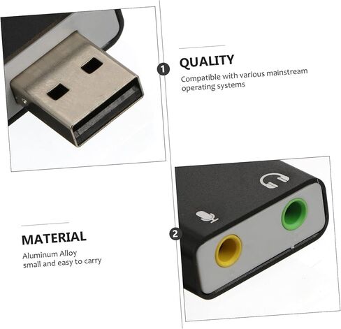 محول بطاقة صوت خارجي USB من الألومنيوم مع سماعة رأس صوت ستيريو ومقبس ميكروفون للكمبيوتر المحمول وسطح المكتب وواجهة صوت USB محمولة لتوصيل وتشغيل الموسيقى in Kuwait
