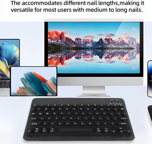 Sanpyl Keyboard for Long Nails, Wireless Bluetooth Keyboard with Silicone Raised Protective Cover, for Wins, for Android, for iOS, Slim Quiet (Pink) in Saudi Arabia