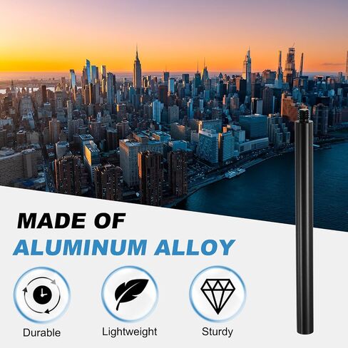 PATIKIL 12" Metal Extension Rod, 2 Pcs 1/4"-20 Female to Male Thread 0.47" Aluminum Alloy Lightweight Stabilizer Accessory Mount Tripod Extender Tube for Tripod DSLR Action Cameras, Black in Saudi Arabia