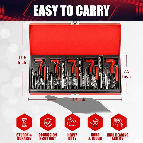 wesleydrill 49PCS Thread Chaser Set, Metric and SAE Thread Repair Kit, 22 Taps, 24 Dies, 3 Thread Files, UNF and UNC Size in Kuwait