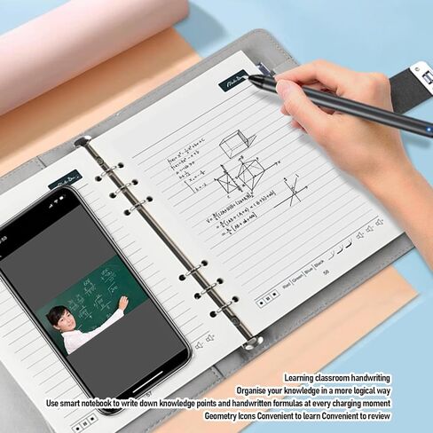 مجموعة أجهزة الكمبيوتر المحمولة ذات القلم الذكي من GOWENIC، قلم رقمي 5.0 مع زاوية كتابة 360 درجة في الوقت الحقيقي التعرف على النص OCR، لنظام Android iOS دراسة تدوين ملاحظات الرسم (رقعة رمادية سوداء) in Kuwait