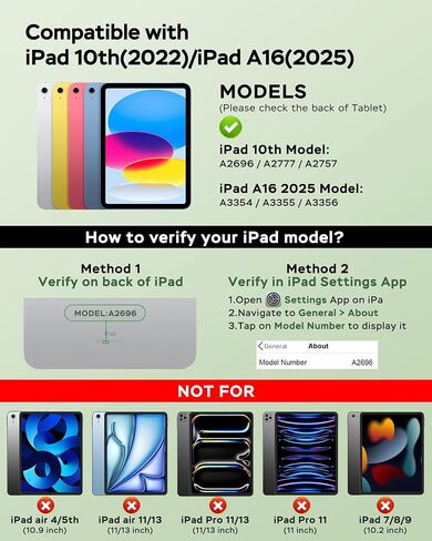 حافظة لجهاز ipad A16 مع لوحة مفاتيح وماوس، غطاء قابل للطي مع حامل أقلام للجيل الحادي عشر 2025 11 بوصة/الجيل العاشر 2022 10.9 بوصة، لوحة مفاتيح لاسلكية مغناطيسية قابلة للفصل مع ماوس، أسود in Kuwait
