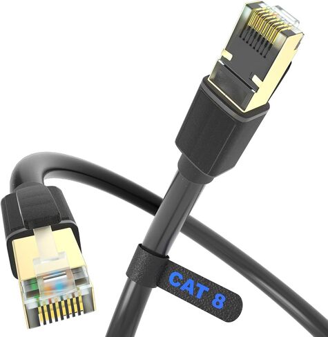 Cat 8 Ethernet Cable, High Speed 40Gbps 2000Mhz Network Cord RJ45 Shielded Indoor Heavy Duty LAN Cables Compatible for Gaming PC PS5 Xbox Modem Router(3FT/1M) in Kuwait