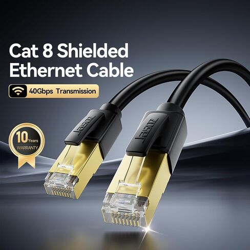 Cat 8 Ethernet Cable, High Speed 40Gbps 2000Mhz Network Cord RJ45 Shielded Indoor Heavy Duty LAN Cables Compatible for Gaming PC PS5 Xbox Modem Router(3FT/1M) in Kuwait