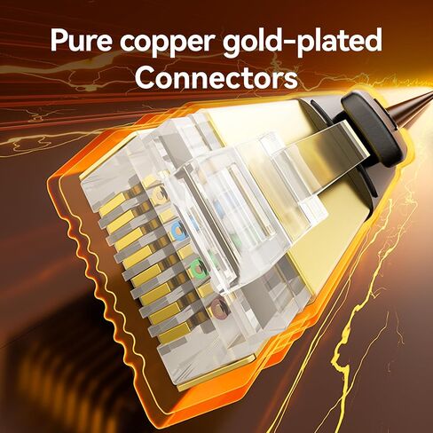 Cat 8 Ethernet Cable, High Speed 40Gbps 2000Mhz Network Cord RJ45 Shielded Indoor Heavy Duty LAN Cables Compatible for Gaming PC PS5 Xbox Modem Router(3FT/1M) in Kuwait