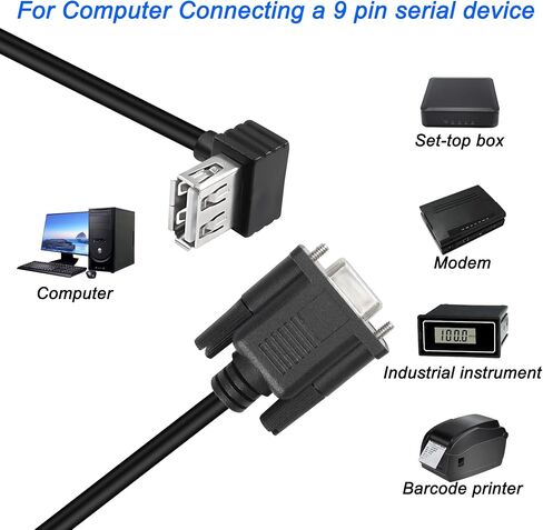 كابل محول USB أنثى إلى RS-232 DB9 أنثى، كابل محول USB 2.0 إلى تسلسلي RS232 DB9(9-pin) لتسجيل أمين الصندوق والمودم والماسح الضوئي والكاميرات الرقمية - 30 سم in Saudi Arabia