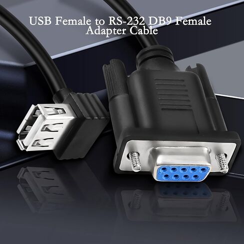 كابل محول USB أنثى إلى RS-232 DB9 أنثى، كابل محول USB 2.0 إلى تسلسلي RS232 DB9(9-pin) لتسجيل أمين الصندوق والمودم والماسح الضوئي والكاميرات الرقمية - 30 سم in Saudi Arabia