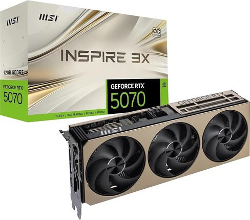 MSI GeForce RTX 5070 12G Inspire 3X OC Graphics Card - RTX 5070 GPU, 12GB GDDR7 (28Gbps/192-bit), PCIe 5.0 - Triple Fan Thermal Design (3 x STORMFORCE Fan) - HDMI 2.1b, DisplayPort 2.1b in Saudi Arabia