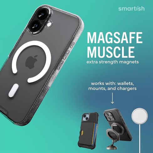 Smartish® iPhone 17 MagSafe Clear Case - Gripmunk Magnetic Slim Case [Lightweight + Protective] Anti-Yellowing Thin Grip Clear Cover for Apple iPhone 17 - Clearly Clear in Kuwait