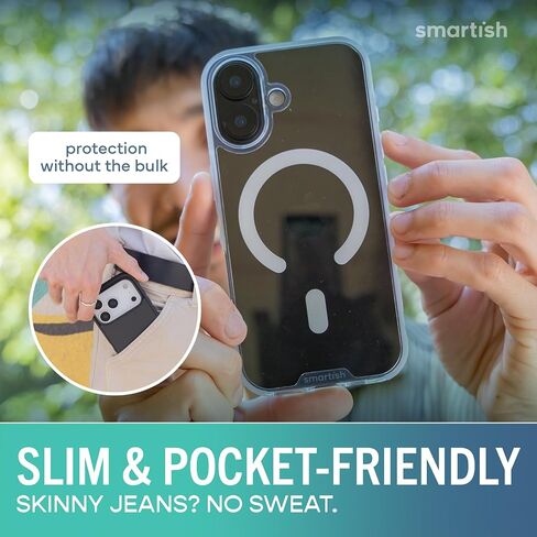 Smartish® iPhone 17 MagSafe Clear Case - Gripmunk Magnetic Slim Case [Lightweight + Protective] Anti-Yellowing Thin Grip Clear Cover for Apple iPhone 17 - Clearly Clear in Kuwait