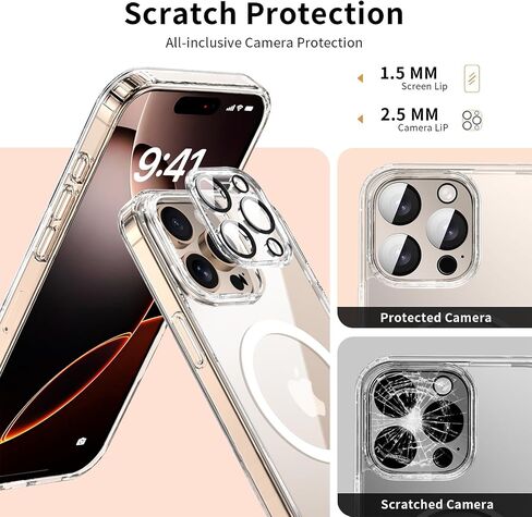 حافظة مضادة للصدمات لهاتف iPhone 17 Pro Max شفافة مع واقي شاشة للخصوصية وغطاء نحيف مضاد للصدمات متوافق مع MagSafe المغناطيسي لهاتف iPhone 17 ProMax 6.9 بوصة 5G - شفاف in Kuwait