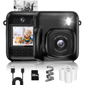 طباعة فورية لكاميرا الأطفال للفتيات والأولاد مع ورق طباعة وبطاقة 32 جيجابايت، ألعاب أطفال من سن 3 إلى 12 عامًا هدايا عيد الميلاد (أرجواني) in Kuwait