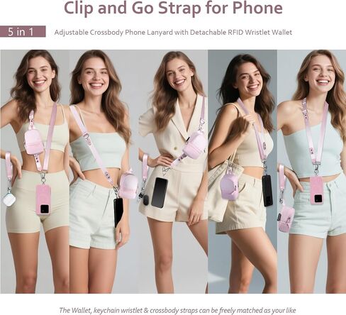 Clip and Go Strap for Phone with Wallet Crossbody Cell Phone Lanyard Suitable for Keys Bank Cards Headphones in Saudi Arabia