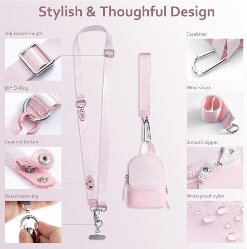 Clip and Go Strap for Phone with Wallet Crossbody Cell Phone Lanyard Suitable for Keys Bank Cards Headphones in Saudi Arabia