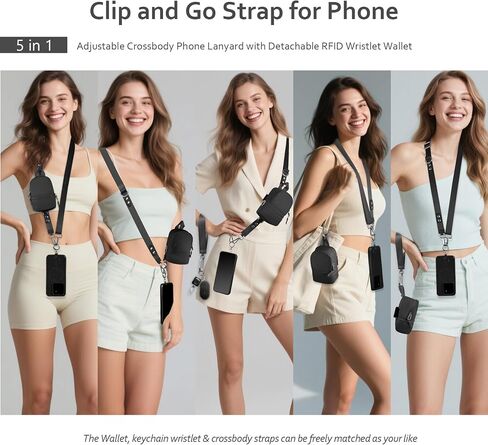 Clip and Go Strap for Phone with Wallet Crossbody Cell Phone Lanyard Suitable for Keys Bank Cards Headphones in Saudi Arabia