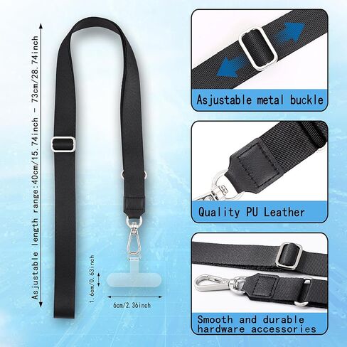 Phone Lanyard 2× Adjustable Phone Strap and 4× Phone Patches for Universal Shoulder Neck Strap Phone Accessories in Saudi Arabia