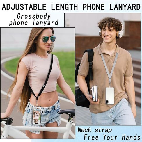 Phone Lanyard 2× Adjustable Phone Strap and 4× Phone Patches for Universal Shoulder Neck Strap Phone Accessories in Saudi Arabia