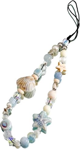 1PC Fashion Beaded Phone Wrist Strap for Women, Anti - loss Charm Rope, Durable ABS Material, Blue in Saudi Arabia