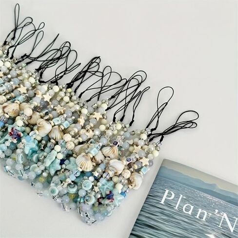 1PC Fashion Beaded Phone Wrist Strap for Women, Anti - loss Charm Rope, Durable ABS Material, Blue in Saudi Arabia
