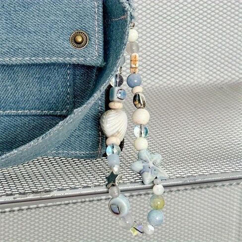 1PC Fashion Beaded Phone Wrist Strap for Women, Anti - loss Charm Rope, Durable ABS Material, Blue in Saudi Arabia