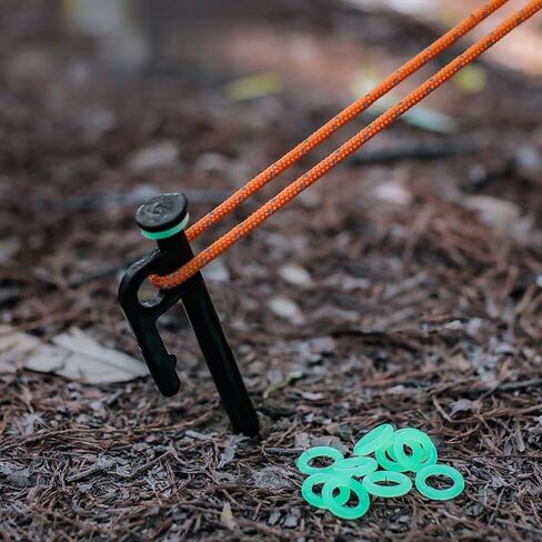 20PCS Ground Nail Luminous Rings, Silicone O-Type Glow Markers, Tent Stake Visibility Rings for Camping Hiking Outdoor, LuminousVersion in Saudi Arabia