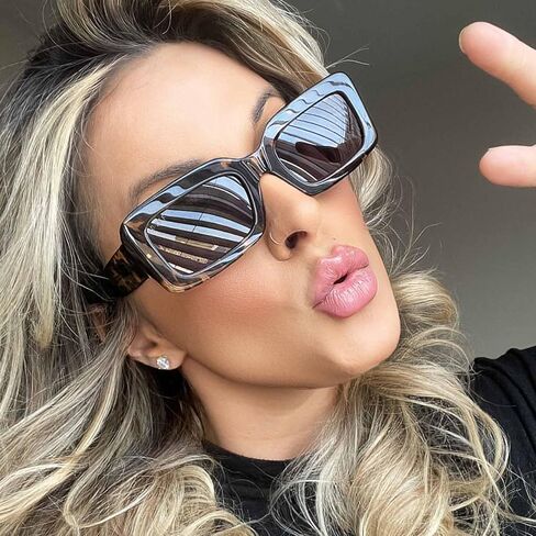 DIFF Indy Designer Rectangular Sunglasses for Women Polarized UV400, Black + Grey in Saudi Arabia