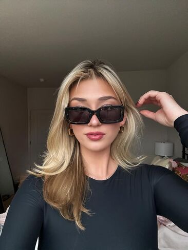 DIFF Indy Designer Rectangular Sunglasses for Women Polarized UV400, Black + Grey in Saudi Arabia