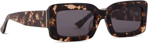 DIFF Indy Designer Rectangular Sunglasses for Women Polarized UV400, Black + Grey in Saudi Arabia