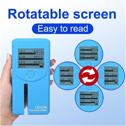 Window Tint Meter Solar Transmission Meters LS163A Stick-Film Glass Rotatable Display UV 365nm and IR 1400nm VLT 6mm Thickness with Automatic Calibration(LS163) in Kuwait