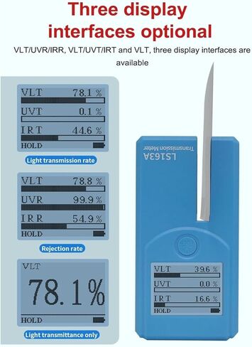 Window Tint Meter Solar Transmission Meters LS163A Stick-Film Glass Rotatable Display UV 365nm and IR 1400nm VLT 6mm Thickness with Automatic Calibration(LS163) in Kuwait