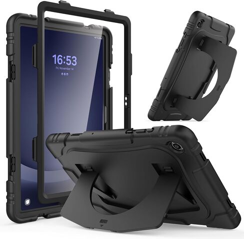 Case for Galaxy Tab A9+ / A9 Plus 11'' (SM-X210/X216/X218), with Screen Protector and Larger Kickstand, 3 Layer Heavy Duty Shockproof Cover Kid-Proof Protective Case for Samsung A9+ 11 Inch, Black in Kuwait