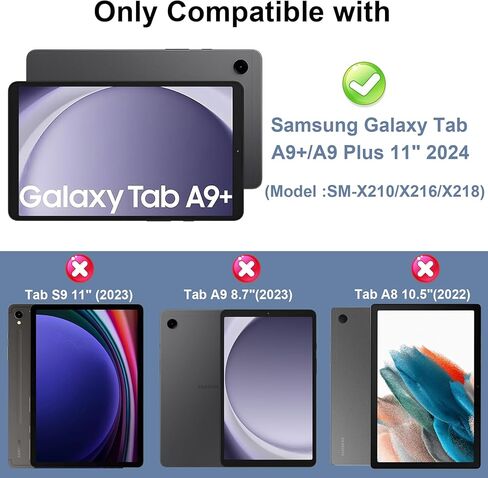 Case for Galaxy Tab A9+ / A9 Plus 11'' (SM-X210/X216/X218), with Screen Protector and Larger Kickstand, 3 Layer Heavy Duty Shockproof Cover Kid-Proof Protective Case for Samsung A9+ 11 Inch, Black in Kuwait