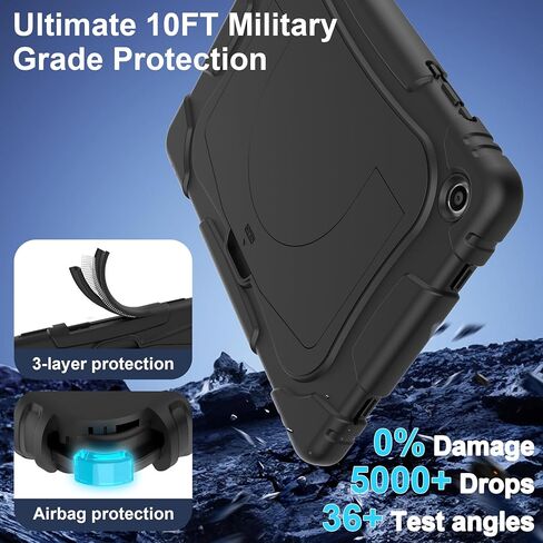 Case for Galaxy Tab A9+ / A9 Plus 11'' (SM-X210/X216/X218), with Screen Protector and Larger Kickstand, 3 Layer Heavy Duty Shockproof Cover Kid-Proof Protective Case for Samsung A9+ 11 Inch, Black in Kuwait