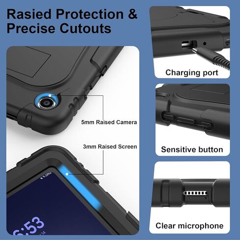 Case for Galaxy Tab A9+ / A9 Plus 11'' (SM-X210/X216/X218), with Screen Protector and Larger Kickstand, 3 Layer Heavy Duty Shockproof Cover Kid-Proof Protective Case for Samsung A9+ 11 Inch, Black in Kuwait