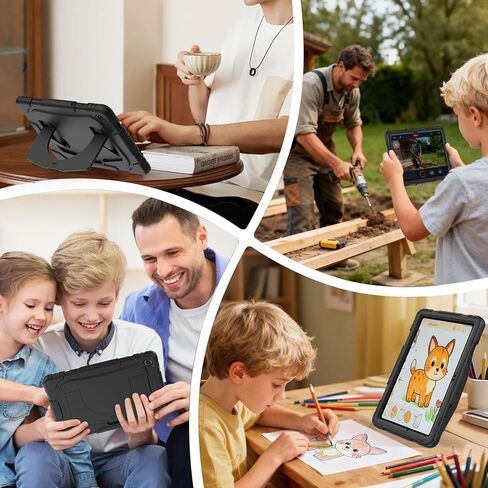 Case for Galaxy Tab A9+ / A9 Plus 11'' (SM-X210/X216/X218), with Screen Protector and Larger Kickstand, 3 Layer Heavy Duty Shockproof Cover Kid-Proof Protective Case for Samsung A9+ 11 Inch, Black in Kuwait