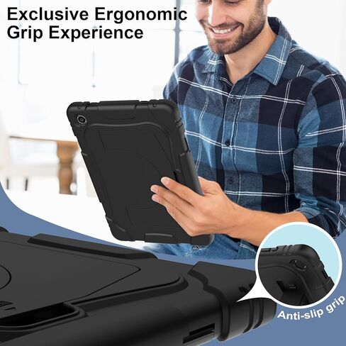 Case for Galaxy Tab A9+ / A9 Plus 11'' (SM-X210/X216/X218), with Screen Protector and Larger Kickstand, 3 Layer Heavy Duty Shockproof Cover Kid-Proof Protective Case for Samsung A9+ 11 Inch, Black in Kuwait