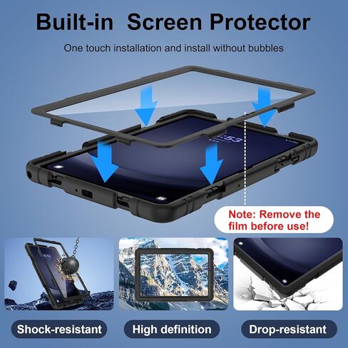 Case for Galaxy Tab A9+ / A9 Plus 11'' (SM-X210/X216/X218), with Screen Protector and Larger Kickstand, 3 Layer Heavy Duty Shockproof Cover Kid-Proof Protective Case for Samsung A9+ 11 Inch, Black in Kuwait