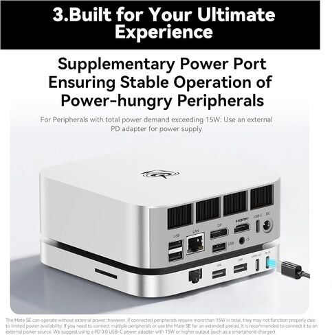 محطة إرساء Beelink Mate SE، Dock & Stand SER8/SER9 MAX، 2*M.2 2280 PCIe SSD، توسيع يصل إلى 16 تيرابايت، USB4 80 جيجابت في الثانية/2.5G LAN/SD4.0 فتحة بطاقة/USB-C PD3.0/USB-A 3.0 * 2 in Saudi Arabia