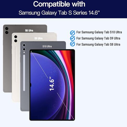 حافظة لوحة مفاتيح Samsung Galaxy Tab S10 Ultra/S9 Ultra/S8 Ultra مقاس 14.6 بوصة، حامل عائم مغناطيسي، لوحة مفاتيح بإضاءة خلفية ذات 3 مستويات و7 ألوان مع لوحة تتبع، وضع Dex، أسود غير لامع in Kuwait