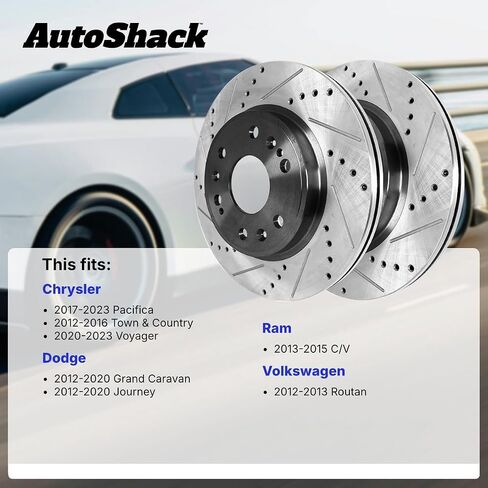 Autoshack Front Disc Brake Rotors استبدال RAM C/V VW Routan Chrysler Voyager 2012-2016 Town & Country 2017-2023 Pacifica 2012-2020 Dodge Grand Caravan Journey FWD 13.0 "(330.0 mm) R63070PR in Saudi Arabia