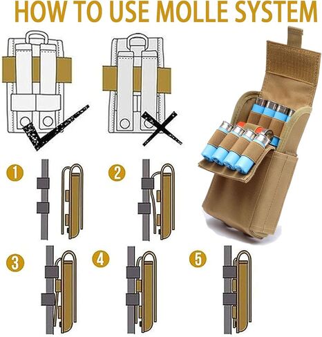 حامل شل بندقية MOLLE 25 طلقة. الحقيبة التكتيكية Shotshell. حقيبة وصول سريعة لإعادة تحميل ذخيرة البندقية لـ 12 مقياسًا/20 جرامًا in Kuwait