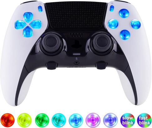 eXtremeRate Multi-Colors Luminated D-pad Action Create Option Face Buttons for PS5 Edge Controller, 7 Colors 9 Effects D&F LED Kit for PS5 Edge Controller - Black Classical Symbols Buttons in Saudi Arabia