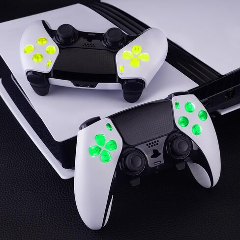 eXtremeRate Multi-Colors Luminated D-pad Action Create Option Face Buttons for PS5 Edge Controller, 7 Colors 9 Effects D&F LED Kit for PS5 Edge Controller - Black Classical Symbols Buttons in Saudi Arabia