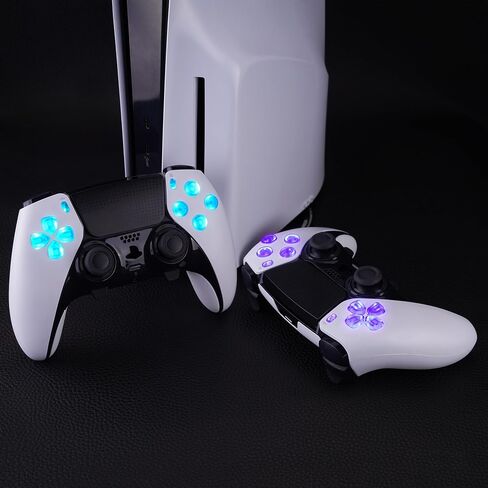 eXtremeRate Multi-Colors Luminated D-pad Action Create Option Face Buttons for PS5 Edge Controller, 7 Colors 9 Effects D&F LED Kit for PS5 Edge Controller - Black Classical Symbols Buttons in Saudi Arabia
